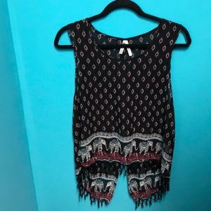 Printed sheer top with cutout back